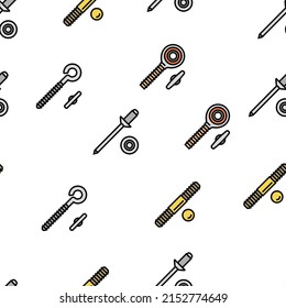 Screw And Bolt Building Accessory Vector Seamless Pattern Thin Line Illustration