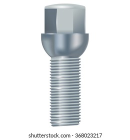 Screw. Bolt  for car wheels. Vector illustration isolated on white background