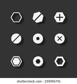 Screw bolt flat icons