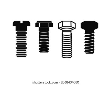 Screw bolt icon set design template vector isolated illustration