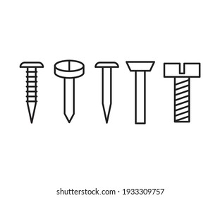 screw and bolt icons set vector