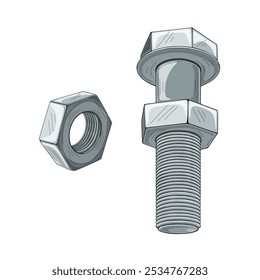 Ilustração vetorial isométrica de parafuso e parafuso