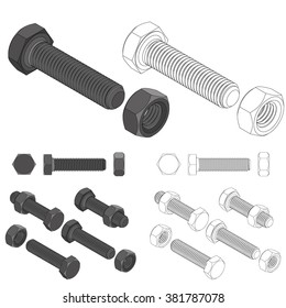 Screw bolt nut set drawing