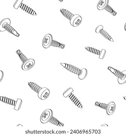 screw, bolt, nut washer seamless pattern Vector illustration