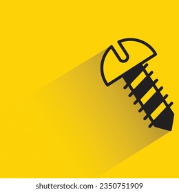 screw bolt with shadow on yellow background