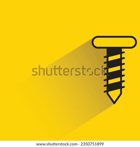 screw bolt with shadow on yellow background