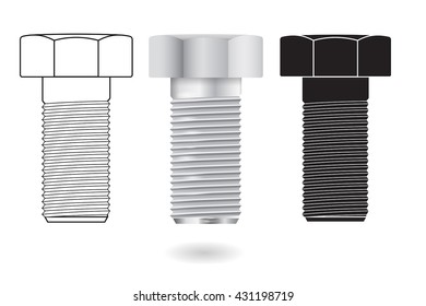 Screw bolt. Vector illustration isolated on white background