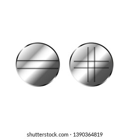 screw cap plus and minus flat phillips vector