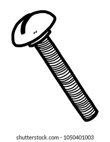 screw, cartoon vector and illustration, black and white, hand drawn, sketch style, isolated on white background.