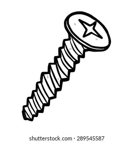 screw / cartoon vector and illustration, black and white, hand drawn, sketch style, isolated on white background.