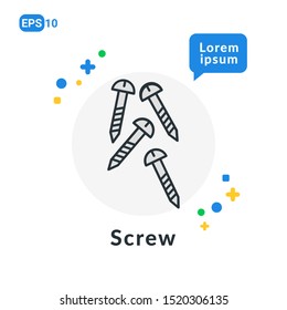 Screw Construction Tool Flat icon . Used For web, logo, mobile app, User Interface and Infographic