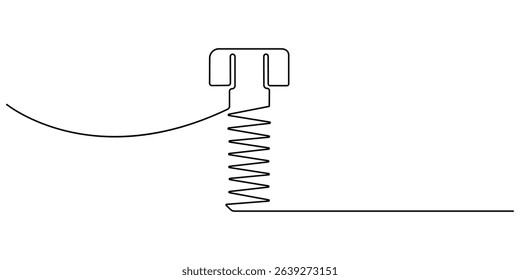 Screw continuous one line drawing, Screw, nail, bolt one line art. Continuous line drawing of repair, professional, hand, people, concept, support, maintenance, Bolt continuous one line drawing vector