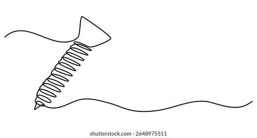 parafuso contínuo um desenho de linha, parafuso, unha, parafuso uma linha arte. desenho de linha contínua de reparação, profissional, mão, pessoas, conceito, suporte, manutenção, parafuso vetor de desenho de linha contínua.