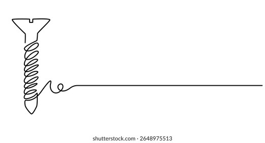 parafuso contínuo um desenho de linha, parafuso, unha, parafuso uma linha arte. desenho de linha contínua de reparação, profissional, mão, pessoas, conceito, suporte, manutenção, parafuso vetor de desenho de linha contínua.