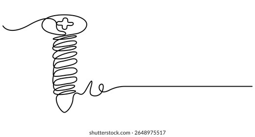 parafuso contínuo um desenho de linha, parafuso, unha, parafuso uma linha arte. desenho de linha contínua de reparação, profissional, mão, pessoas, conceito, suporte, manutenção, parafuso vetor de desenho de linha contínua.