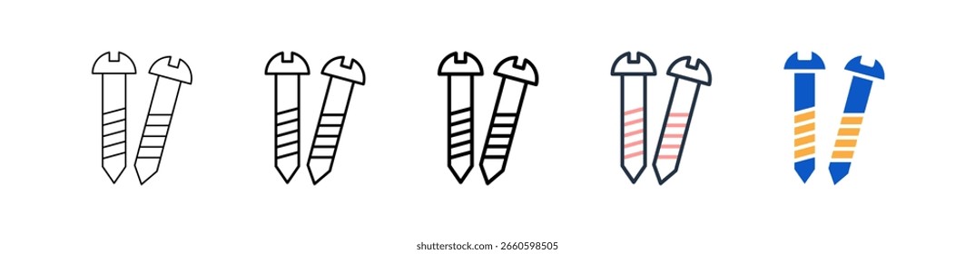 Tornillo de diferentes iconos de estilo conjunto de Ilustración vectorial.