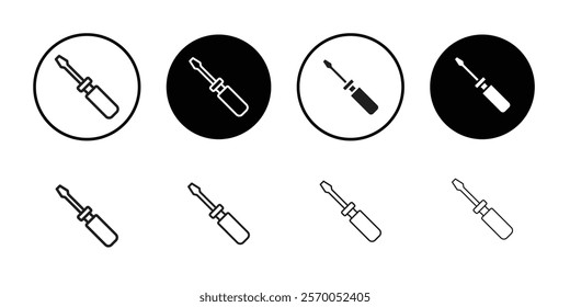 Screw diver Vector set outline