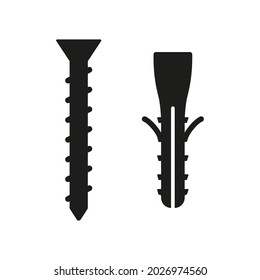 Icono de tornillo y de centraje. Reparar y construir el símbolo de silueta negra. Vector aislado en blanco.