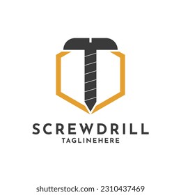 Screw drill logo design idea