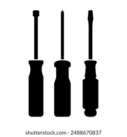 Screw driver black and white flat vector icon design. Screw driver trendy icon set