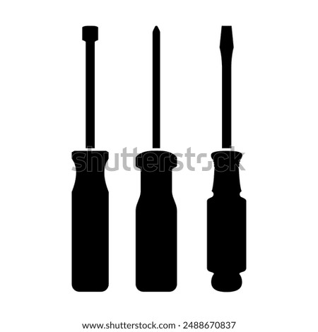 Screw driver black and white flat vector icon design. Screw driver trendy icon set