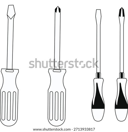 Screw driver black and white flat vector icon design. Screw driver trendy icon set screw driver ic  vector 
