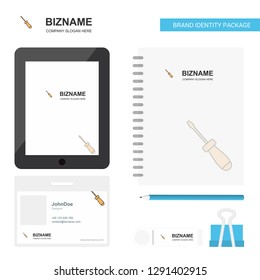 Screw driver  Business Logo, Tab App, Diary PVC Employee Card and USB Brand Stationary Package Design Vector Template