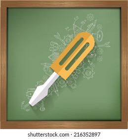 Screw driver design on blackboard background,clean vector