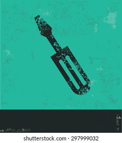 Screw driver design on green background,grunge vector