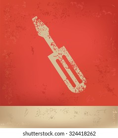 Screw driver design on red background, grunge vector