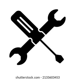 Screw Driver Glyph Icon Black Design