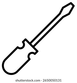 screw driver icon flat thin outline art logo