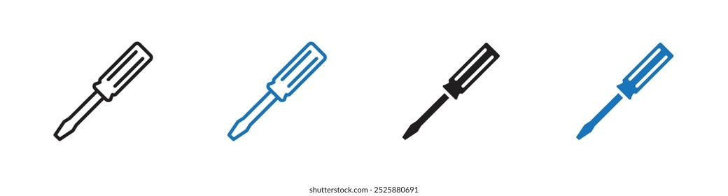 Ícone de driver de parafuso gráfico linear definir vetor em preto