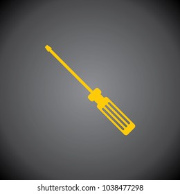 Screw Driver icon on black background.