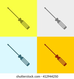 Screw Driver Icon on Four Different Backgrounds. Eps-10.