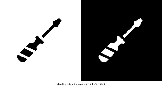 screw driver line and glyph icon, outline and glyph vector sign, linear and glyph style pictogram isolated on white and black. labour symbol, logo, icon, illustration