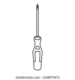 Screw driver line icon isolated on white background. Outline thin industry element vector.