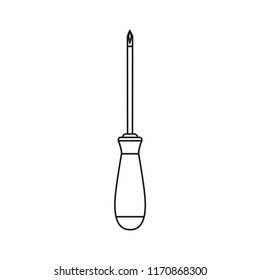 Screw driver line icon isolated on white background. Outline thin industry element vector.
