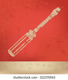 Screw driver on red background,poster grunge design