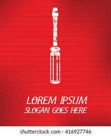 Screw driver on red background,poster grunge design