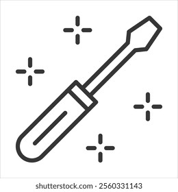 Screw Driver Outline Icon Vector Illustration