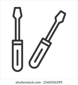 Screw Driver Outline Icon Vector Illustration