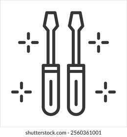 Screw Driver Outline Icon Vector Illustration