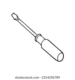 screw driver outline vector illustration,isolated on white background,top view