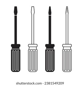 Screw driver symbol Philips screw ,flat screw vector design 