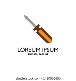 Screw, Driver, Tool, Repair, Tools Business Logo Template. Flat Color