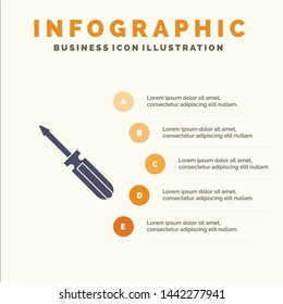 Screw, Driver, Tool, Repair, Tools Solid Icon Infographics 5 Steps Presentation Background