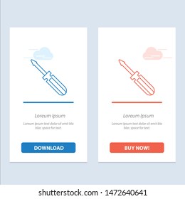 Screw, Driver, Tool, Repair, Tools  Blue and Red Download and Buy Now web Widget Card Template
