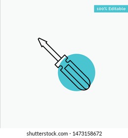 Screw, Driver, Tool, Repair, Tools turquoise highlight circle point Vector icon