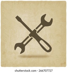 screw driver and wrench symbol old background - vector illustration. eps 10